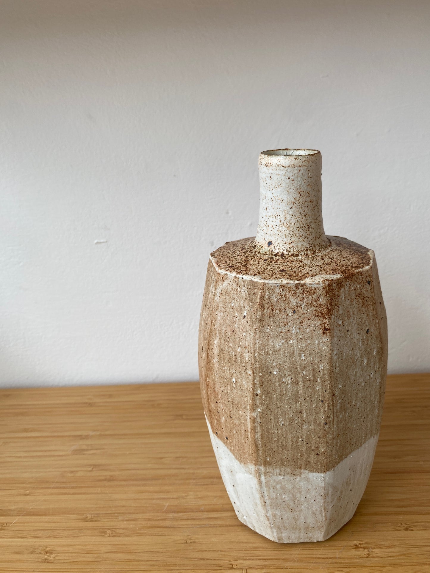 Bisque Slip Faceted Bottle
