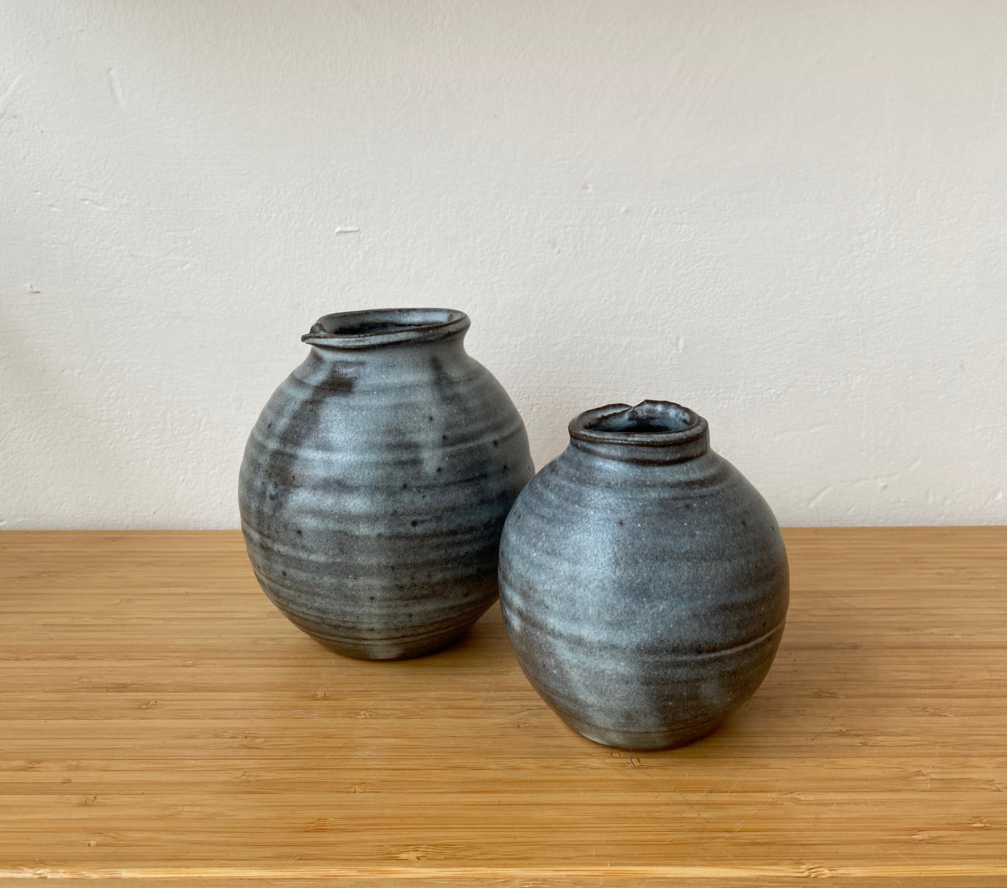 Blue & Flecked Round Vase