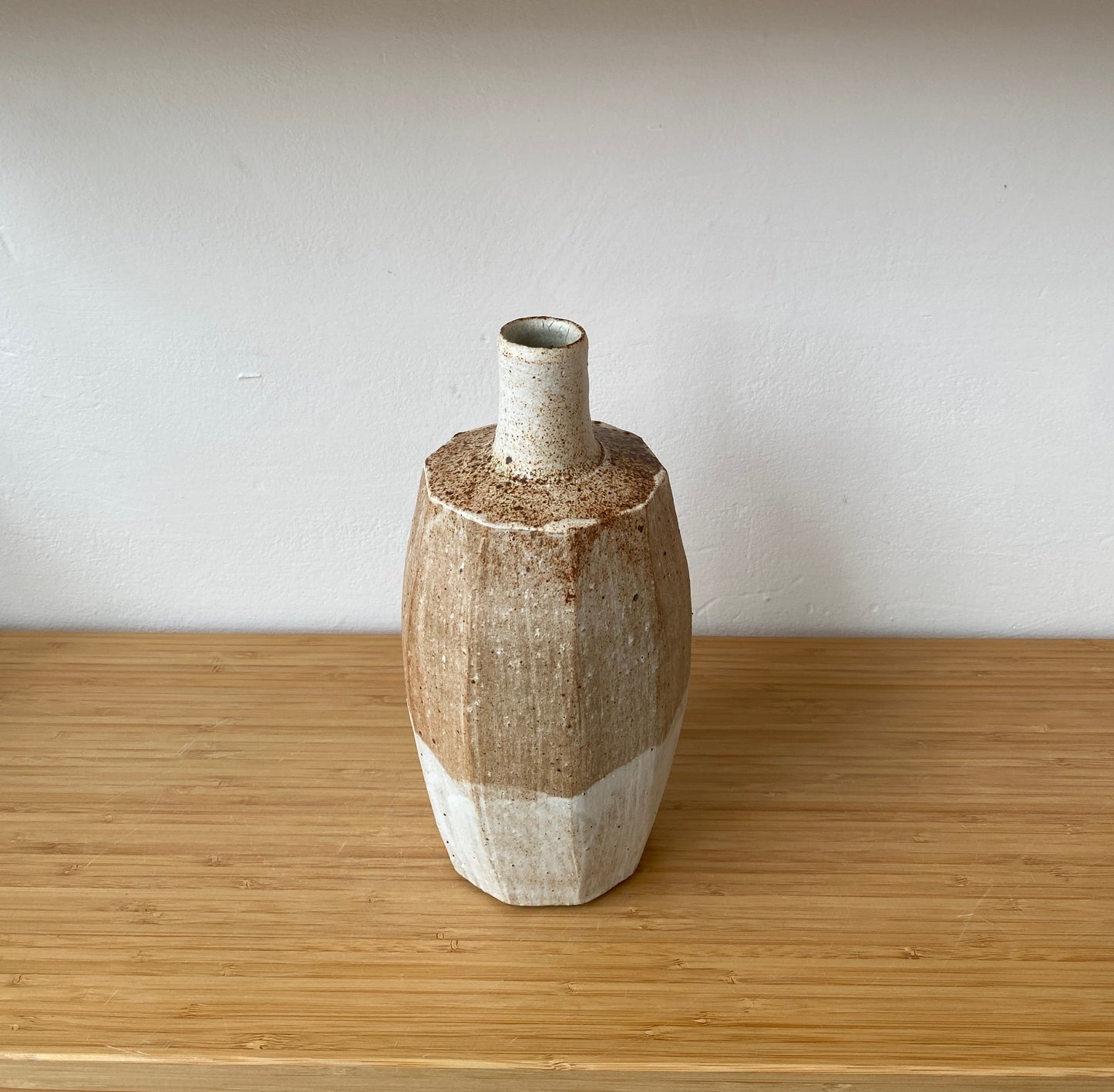 Bisque Slip Faceted Bottle