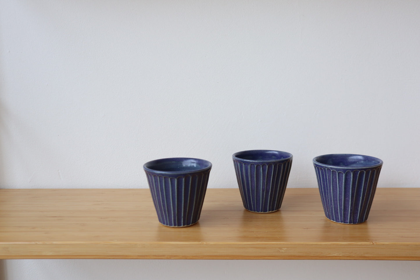 Fluted Blue Latte Cups
