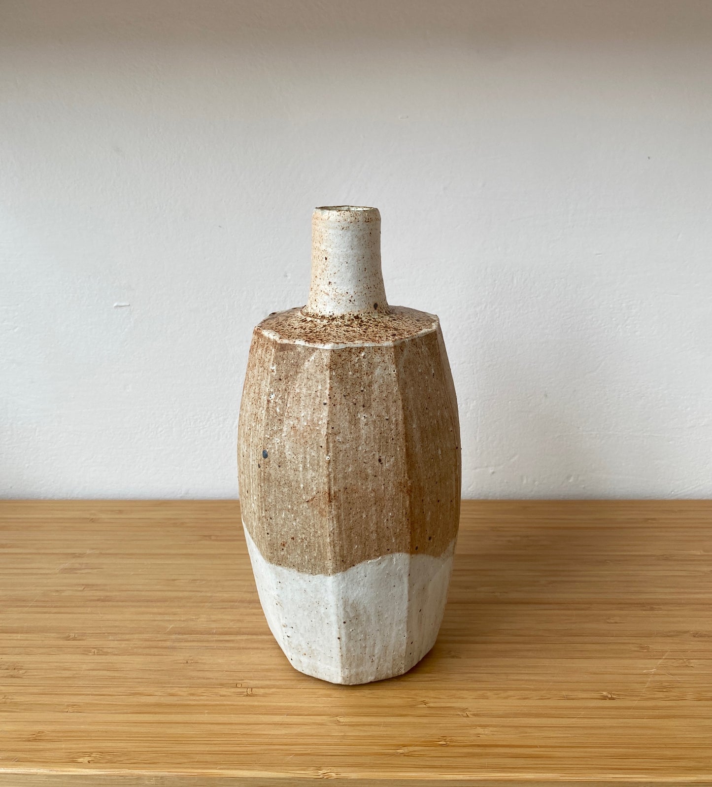 Bisque Slip Faceted Bottle