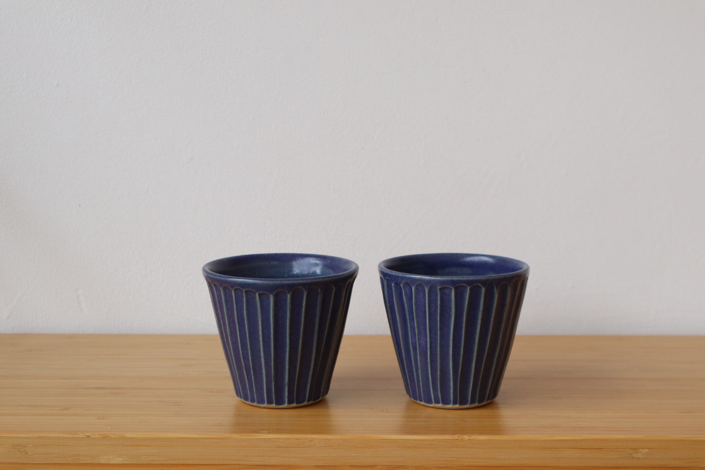 Fluted Blue Latte Cups